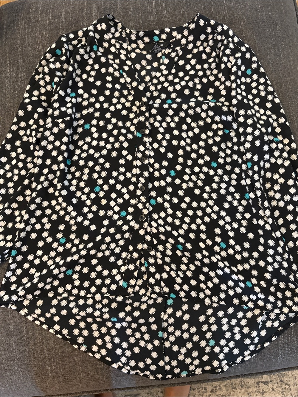 Black Daisy-Print Women’s Skirt - White & Teal Floral